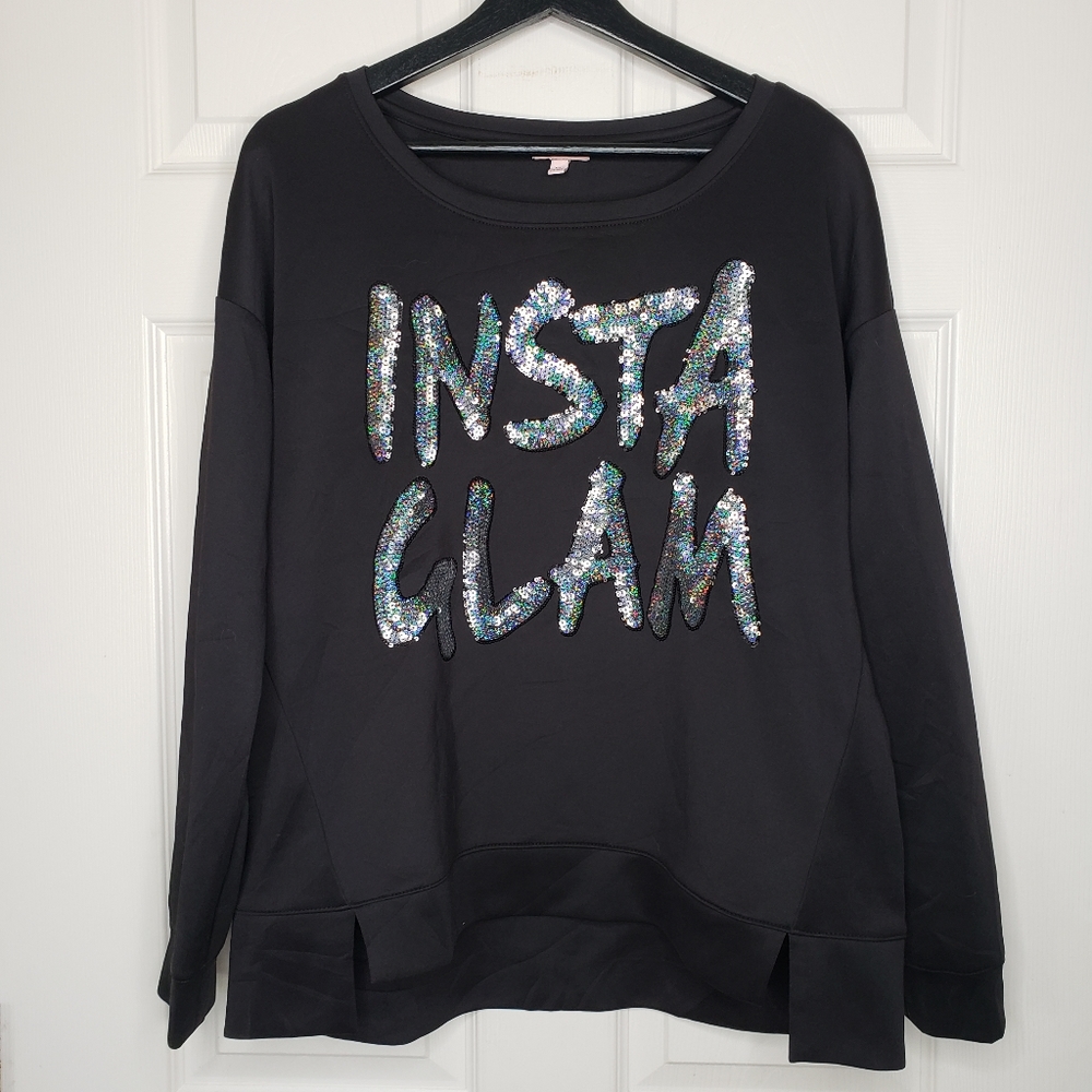 Juicy Couture Black Sequin XL Glam Sweatshirt